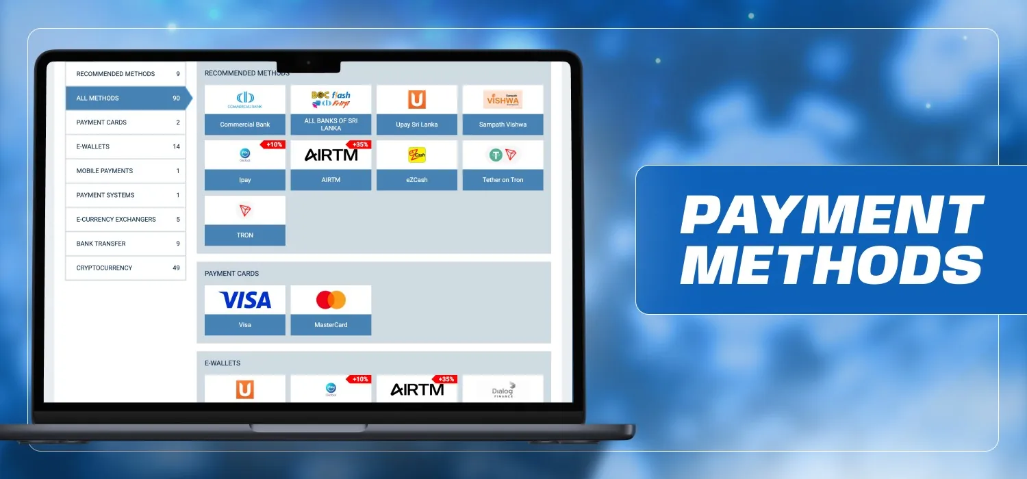 possible payment methods at 1xbet