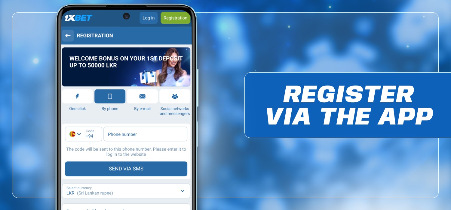 registration at 1xbet via the app