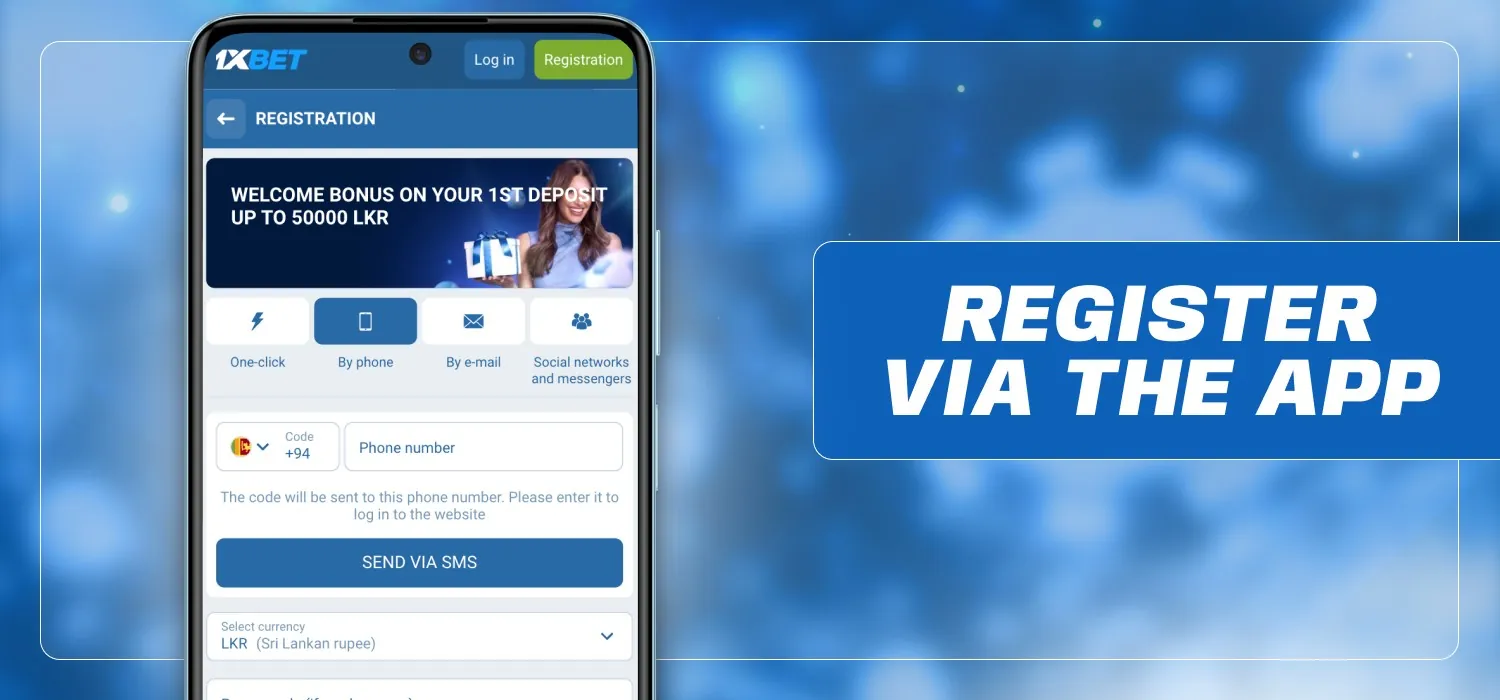 registration at 1xbet via the app