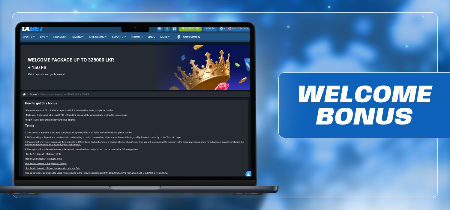 welcome bonus for new 1xbet users